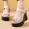 GKTINOO Туфли женские ручной работы в стиле ретро, с круглым носком, на танкетке с увеличением высоты 9 см, повседневные, из натуральной кожи, туфли-лоферы на платформе