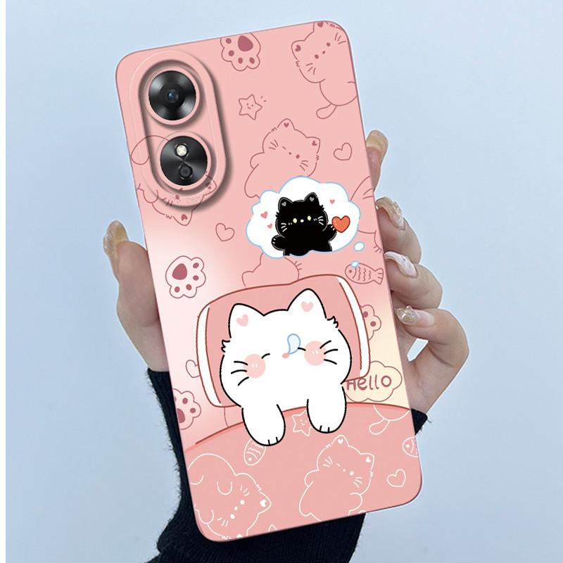 Для OPPO A17 A17K 2022 CPH2477 Чехол Задняя крышка Милый Панда Милые Девочки Мягкий Силикон ТПУ Чехол для Телефона Ударопрочный Защитный Корпус