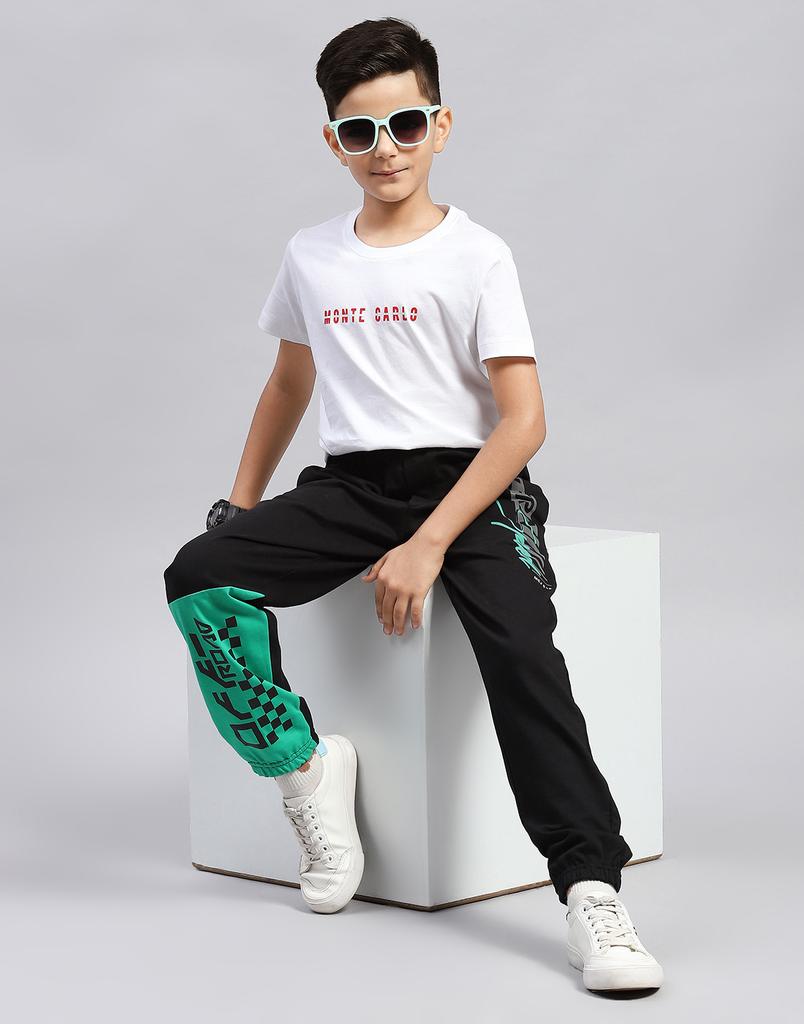 MONTE CARLO Boys Printed Black Regular Fit Lower