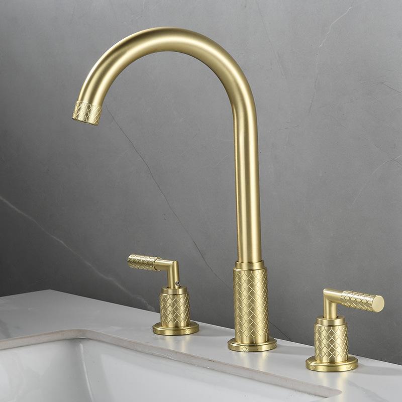 Серые смесители для раковины Латунный антикварный смеситель для ванной Комнаты Матовое золото Смесители для раковины 3 отверстия Горячая и холодная вода Черный смеситель-водопад Водопроводный кран