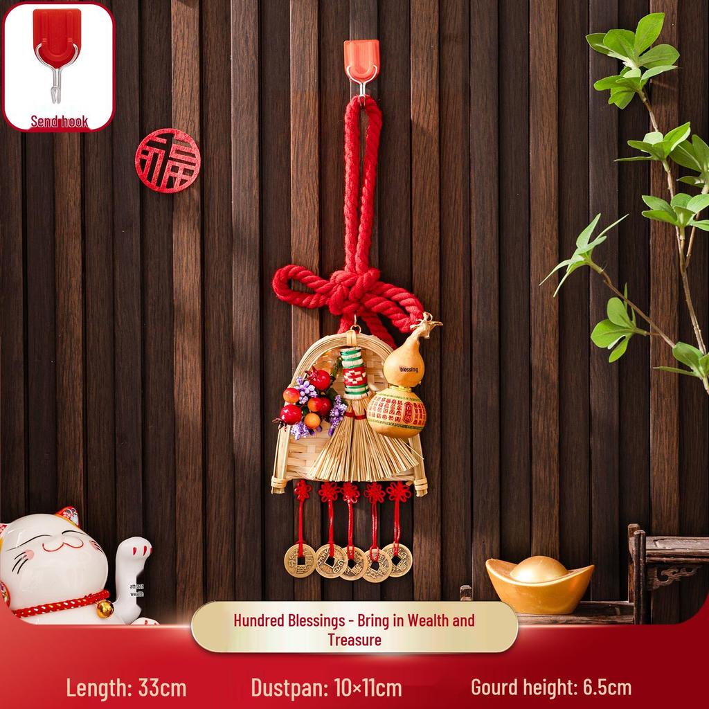 2025 New Style Housewarming Chinese Knot Gourd Fu Character Broom Pendant for New Year Entrance Decor