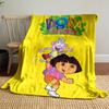 Colorful cartoon characters with text on a bright yellow background. for all seasons blanket lunch break throw gift