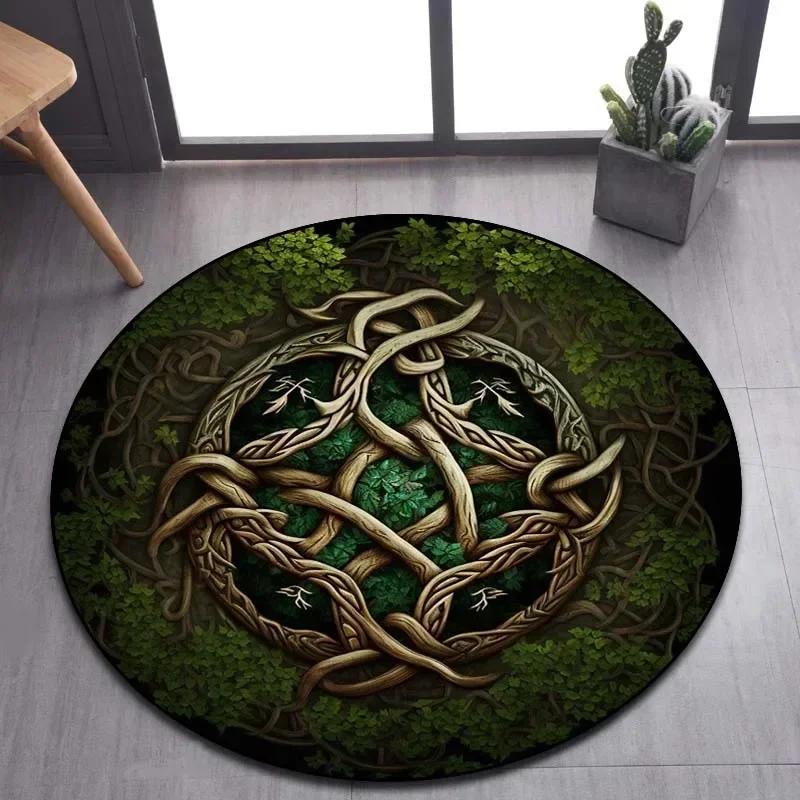 Viking Valknut Yggdrasil Tree of Life круглый ковер, ковер для гостиной, спальни, дивана, декор игровой комнаты, нескользящий напольный коврик
