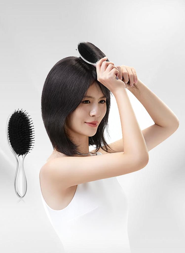 Binoa Ion Care Hairbrush with Soft Brush and Scalp Prevents Split Smooths and Can Be Used Wet or Smooths Unisex Scalp Brush with Silver Luxurious
