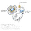 Original Designer Plum Blossom Gemstone Open Ring Natural Style Floral Design S925 Silver Natural Topaz Ring