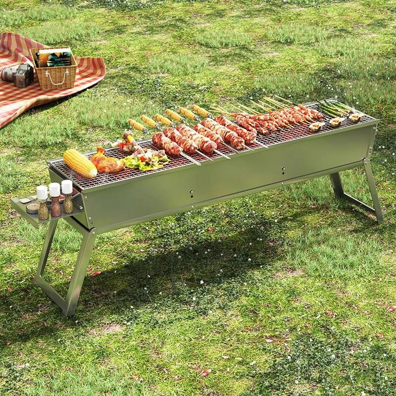 Уличная угольная печь для барбекю, портативная складная домашняя угольная печь, дровяной гриль для барбекю из нержавеющей стали для кемпинга, пикника, барбекю
