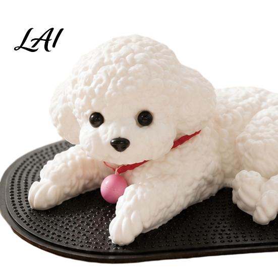 Desktop Stress Reliever Cute Puppy Figurine Car Dashboard Decoration with Anti-Slip Mat Non Slip Interior Soft TPR Fidget Toy Automotive Decorative