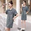 2024 Summer Retro Denim Slim Shirt Dress - Women’s Loose Fit, Modern Design