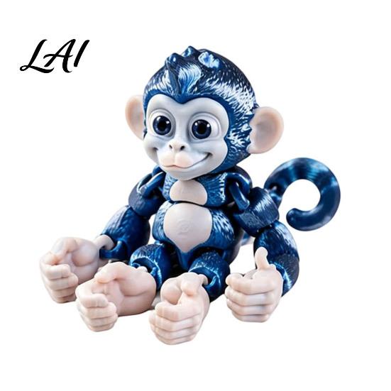 Desktop Ornament for Office 3D Printed Articulated Monkey Fidget Toy Movable Joints Animal Toy Colorful Metallic Textured Toys Kids Adults Creative