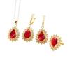 2026 Non-fading Jewelry Pigeon Blood Red Ruby Women's Fashion Light Luxury Jewelry Set Three-piece Set