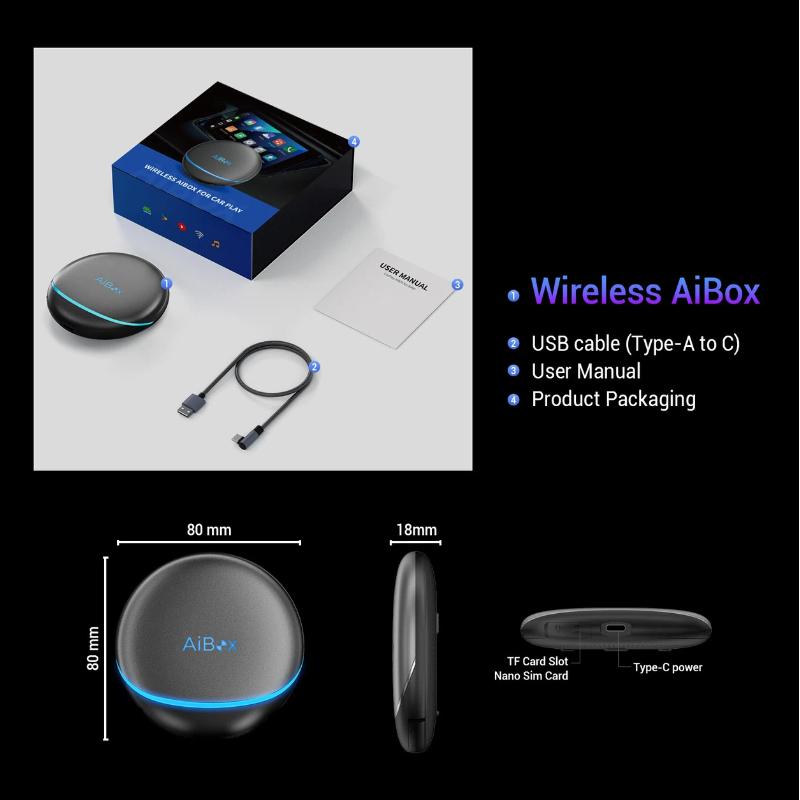 Aibox Smart CarPlay Box Android 13.0 Автомобильный конвертер для подключения автомобиля к головному устройству CarPlay Box