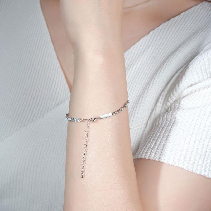 Теннисная цепочка Ins Wind D Color Moissanite S925 Silver Light Luxury Персонализированные ювелирные изделия с дизайном Инь и Ян