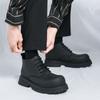 Черные мужские ботинки на толстой подошве, классический минималистский стиль, для езды на мотоцикле, для повседневного использования, для офиса и отдыха, размер 38-45