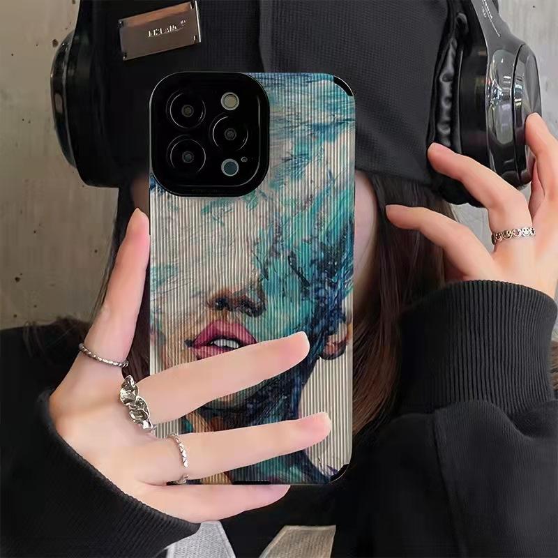 Модный чехол для телефона с масляной живописью и портретом для iPhone 15 11 12 13 14 Pro Max Mini X XS XR 7 8 Plus SE, мягкий противоударный чехол