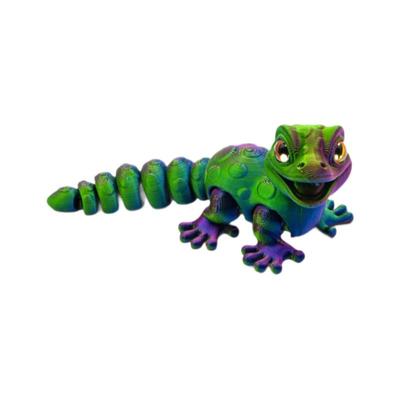 Многоцветная 3D-печатная игрушка-хамелеон-геккон с имитацией глаз