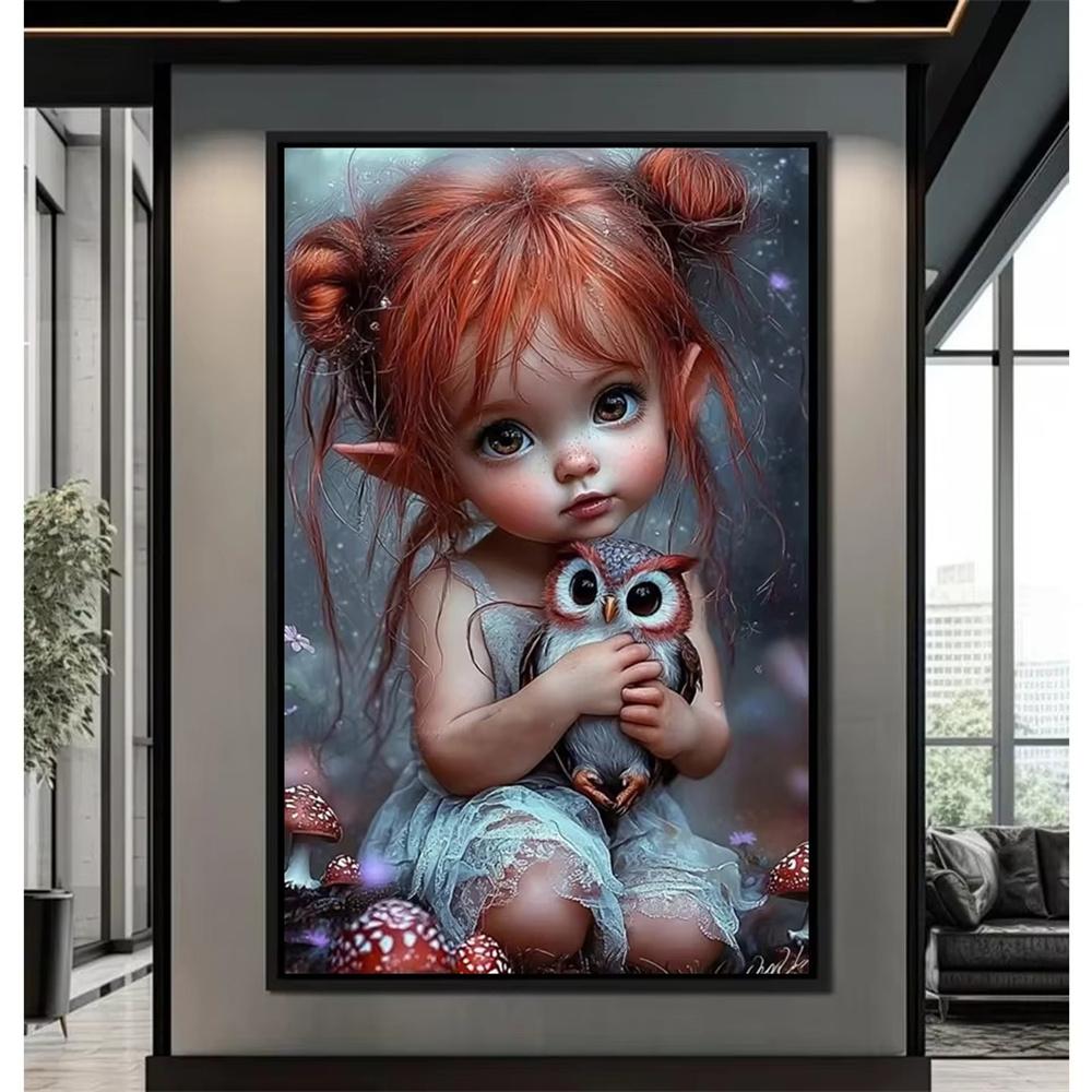 5D Алмазная Живопись Девочка Сова Лягушка Кошка Бабочка Картина Полная Алмазная Мозаика Эльф Вышивка Крестом Наборы Искусство Домашнее Украшение