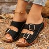 Women Slippers New Open Toe Double Buckle Wedges Sandals Plus Size Platform Casual Slippers Women Slides Women Zapatos De Mujer