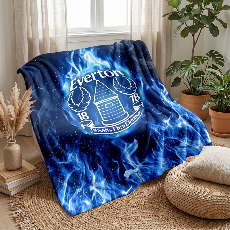Everton Football Print Flannel Blanket, Soft Warm Lightweight Throw Blanket for Sofa Bed Camping