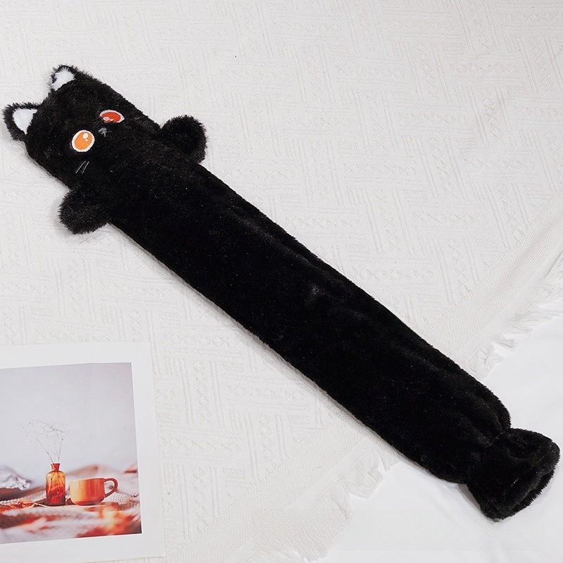 Длинная грелка в форме мультяшного кота с мягким коротким плюшем для тепла и в качестве подарка