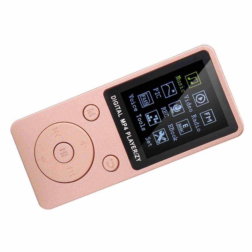 Portable Screen MP4 Music Player Support 32GB TF Card with Headphone Long Standby Time Rose Gold