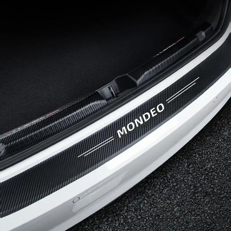 RELU6 New Carbon Fiber Car Door Sill Sticker Threshold Side Anti Scratch Sticker For Ford MONDEO Logo Waterproof Decal Car Accessories