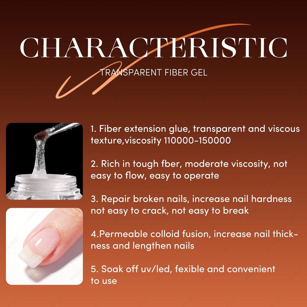 JTING Clear Fiber Fix Gel Glass Builder Nail Polisih Gel Nail Repair Extension Sculpting Construction Hard Gel OEM Private Label