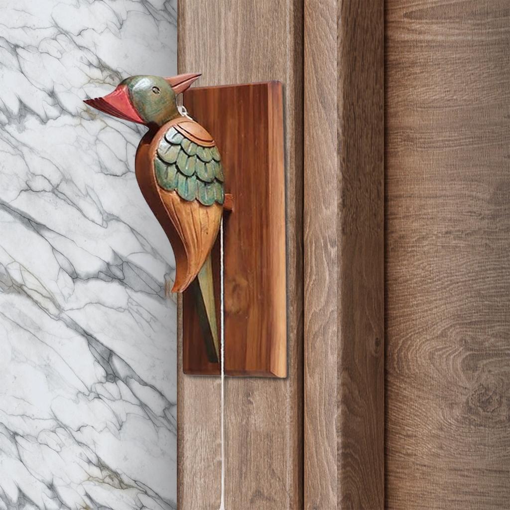 Деревянный дверной звонок в виде дятла, интересное украшение для дома, подвижный бионический дверной звонок в виде дятла