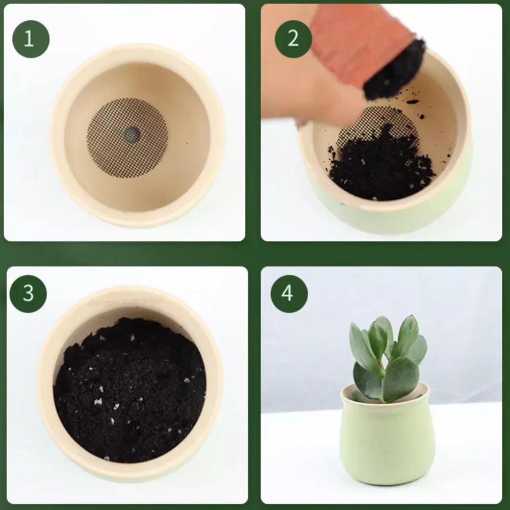 Сетка для горшка, сетчатый коврик, круглый дренажный экран для дна горшка, предотвращает потерю почвы, анти-бонсай, садовые инструменты для цветов