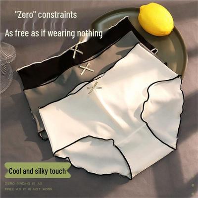 Женские бесшовные летние трусики-слипы с низкой посадкой из ледяного шелка и хлопка в области ластовицы