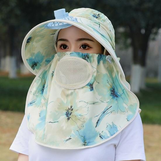 Шляпа от солнца унисекс с лицевой передней крышкой Защита лица и шеи USB-регулировка трех передач Электрический вентилятор Полая сетка Анти-УФ Складной солнцезащитный крем Дышащий