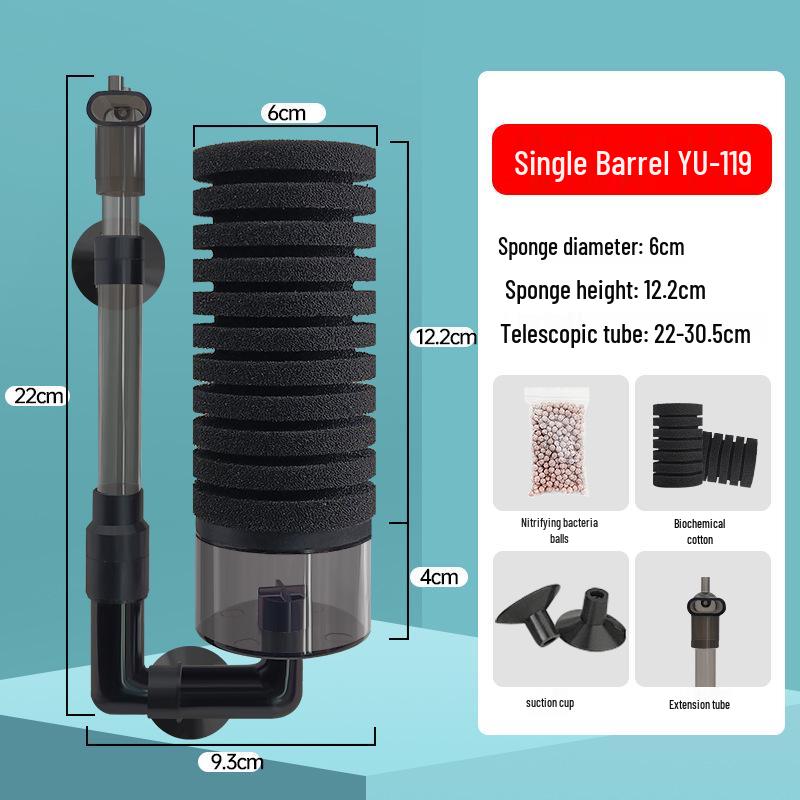 Wall-Mounted Fish Tank Filter with Dual Heads, Biochemical Cotton & Bio-Balls.