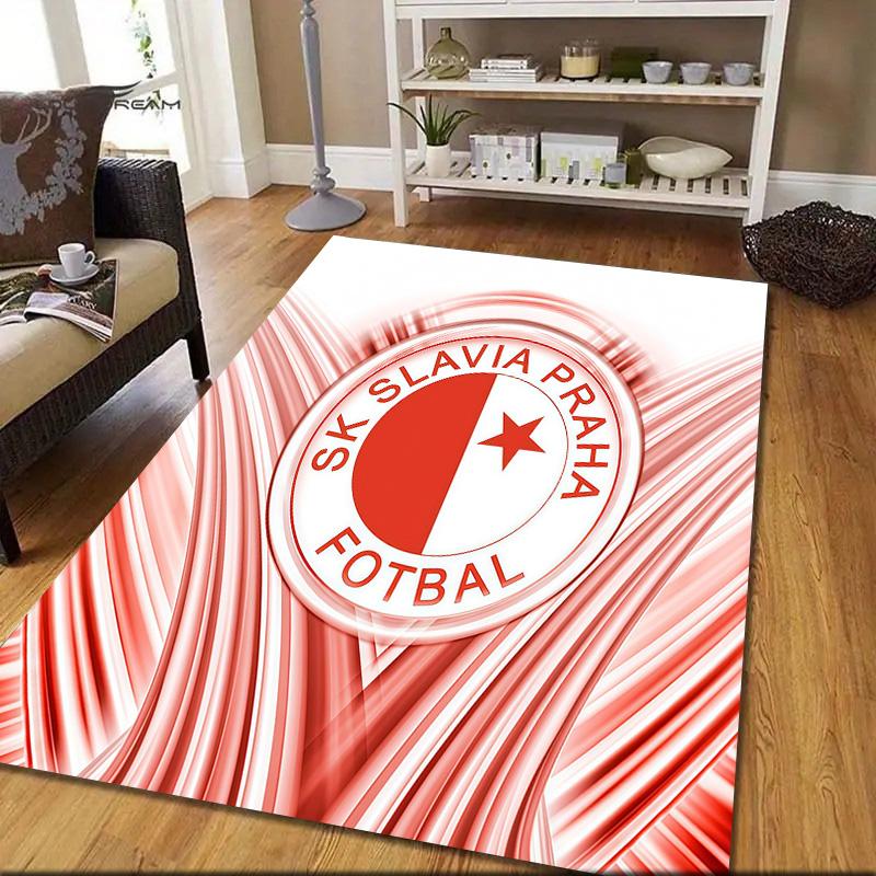 SK Slavia Praha Flannel Pattern Square Carpet,Area Rug,Carpet Rug for Living Room Bedroom Sofa Playroom Decor,Non-slip Floor Mat