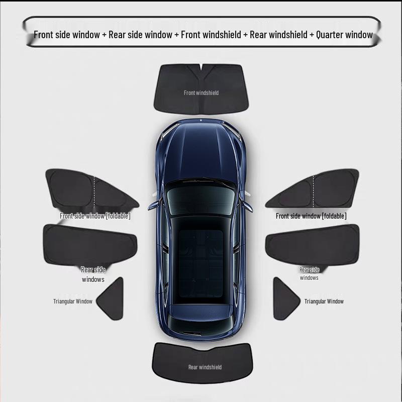 Комплект солнцезащитных шторок для автомобиля AITO New M8: Переднее лобовое стекло и боковые окна второго ряда шторки для конфиденциальности