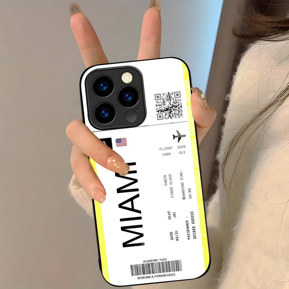Plane Fight Ticket Phone Case For IPhone 17 Pro Max 16 15 14 Pro Max 13 11 Plus Glass Cover