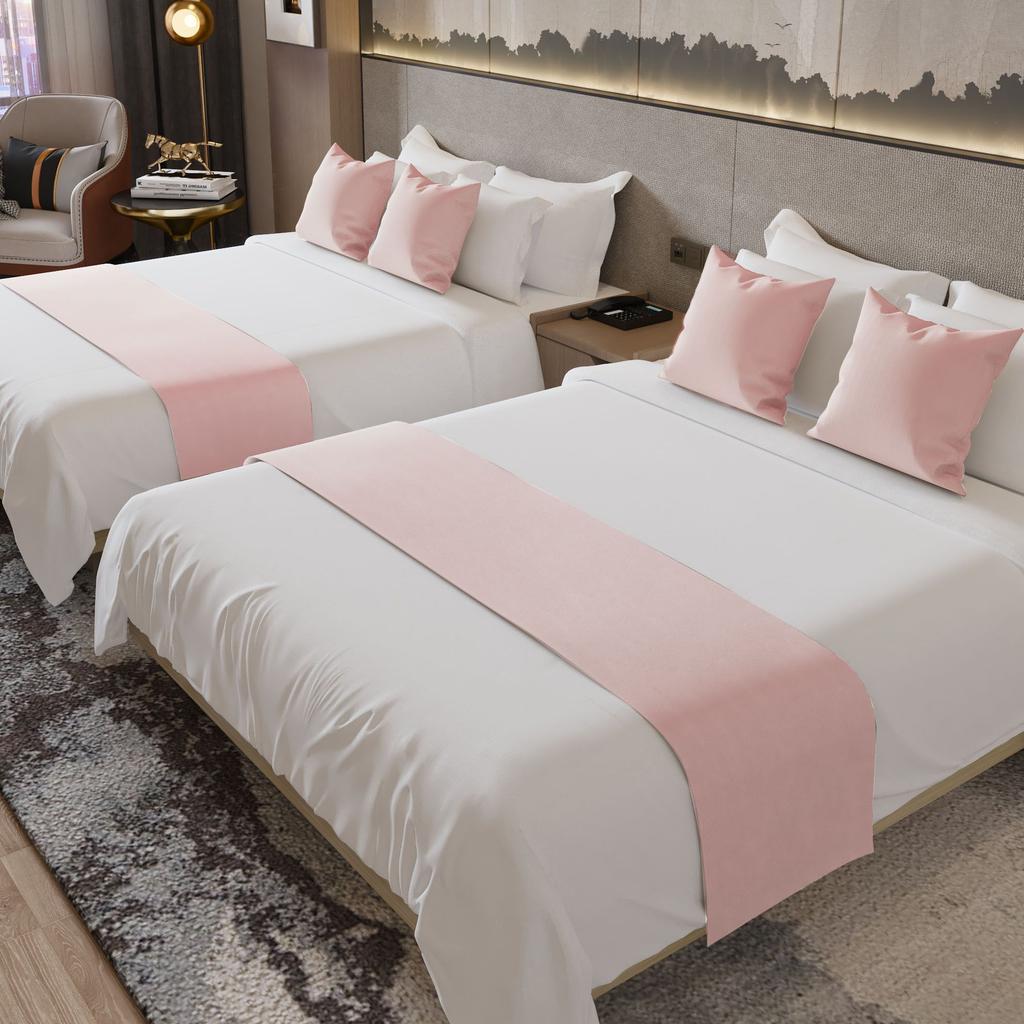Business Bed End Towel High-end Modern Chinese Style Hotel Beds Flag Homestay Simple German Velvet Bed Table Runner