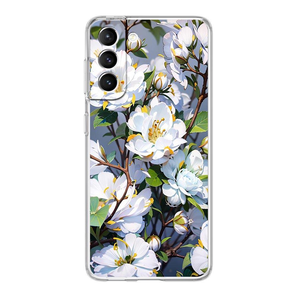 Чехол для телефона 'Цветущая вишня' для Samsung Galaxy S24 S23 S22 S20 Ultra S21 FE 5G S10 S9 Plus S10E S8 Мягкий силиконовый прозрачный чехол