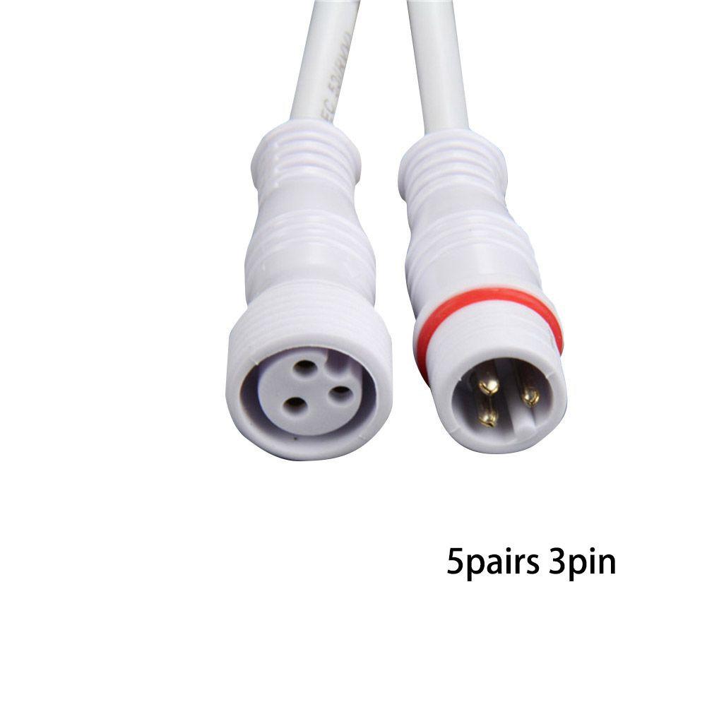 2/3-Pin Cable Connector 22AWG Wire IP65 Waterproof