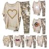 2 Pcs/Set Women Top Pants Set Round Neck Flower Camouflage Print Irregular Hem Short Sleeves