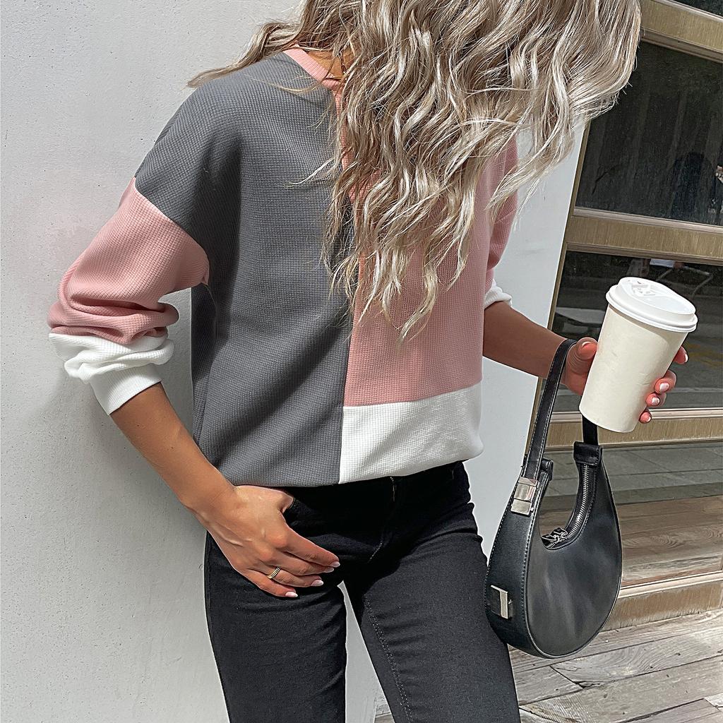 Женский темперамент, свободная строчка, вязаная цветная толстовка с длинными рукавами и длинными рукавами