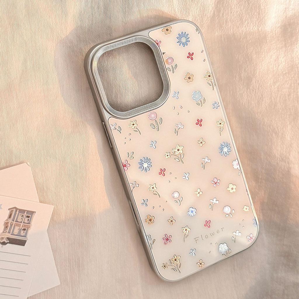 Золотистый чехол для телефона Apple 16 цветов мелкий цветочный 15 Promax подходит для iPhone 14 противоударный 11 стекло 13 жесткий