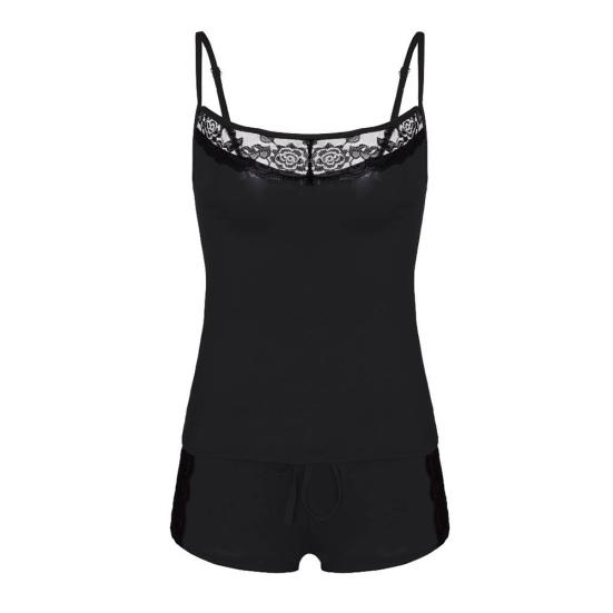 Женские однотонные регулируемые ремни, шорты-бретельки, кружевной комплект одежды для сна в стиле пэчворк