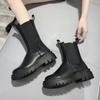 Модные новые роскошные ботинки челси женские ботильоны модные зимние туфли короткие ботинки на платформе женские брендовые ботинки на толстом каблуке черные