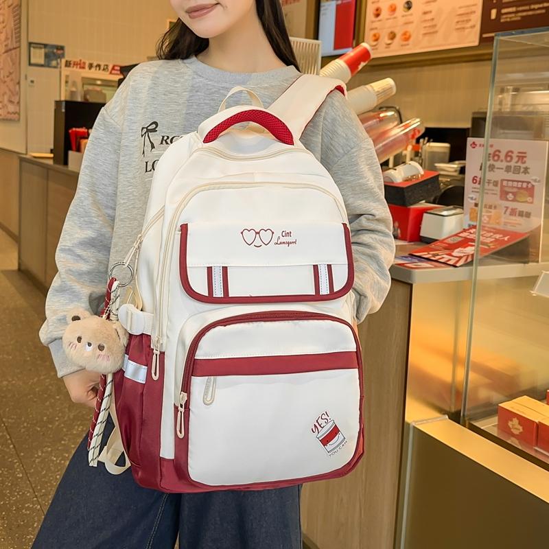 Женский рюкзак большой вместимости, школьная сумка для девочек, рюкзак с цветными блоками