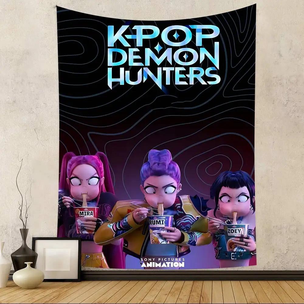 K-Pop Охотники на демонов Аниме стиль Гобелен Домашний Декор спальни День рождения Вечеринка Ткань для фона вечеринки
