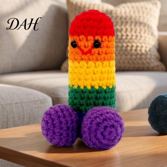 Fun Knitted Gift Handmade Crochet Ornament, Funny Positive Desk Buddy, Cute Handcrafted Ornament Figurine, Emotional Support Keepsake for
