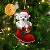 Подвеска в виде собаки на Рождество, собака в сапоге Санты, подвесное украшение, 2D, плоская акриловая подвеска для рождественской елки, домашний декор, подарок любителям собак