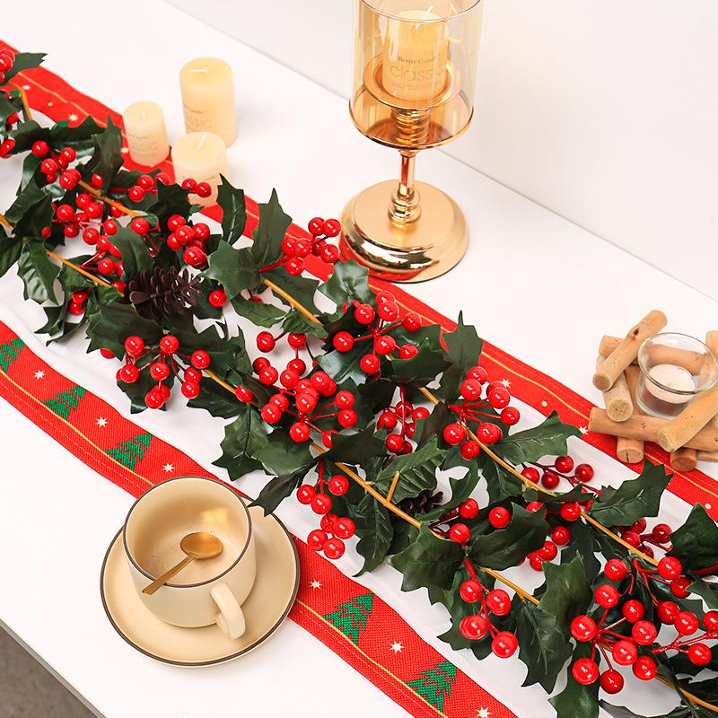 Red Berry Christmas Vine Decoration with Simulated Leaves