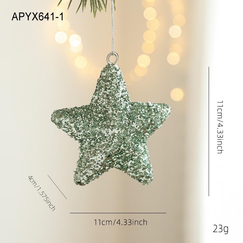New green foam Christmas ball heterosexual pendant bright glitter sticky powder Christmas tree hanging ball decorative pendant arrangement