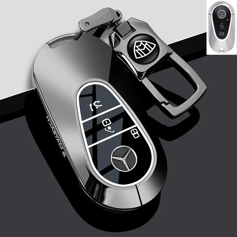 PZQ2 Alloy Style Car Key Case Cover Shell For Mercedes Benz A C E S G Class GLC CLE CLA GLB GLS W177 W205 W213 W222 X167 AMG Keychain