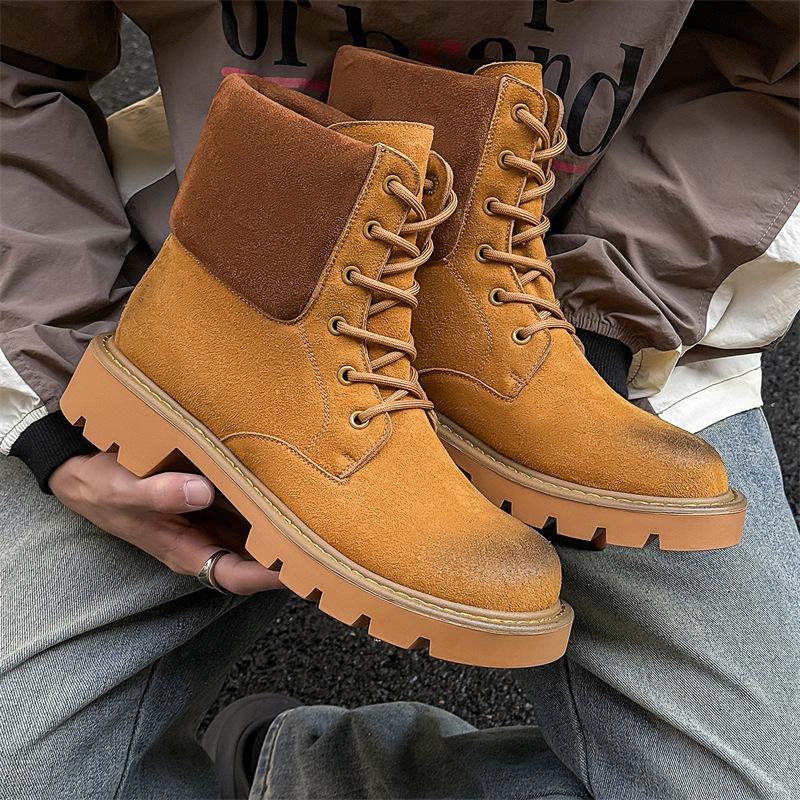 Повседневные ботинки Мартин мужские высокие короткие ботинки уродливые милые большеголовые ретро рабочие ботинки на толстой подошве британские ботинки-ревень 23369-J